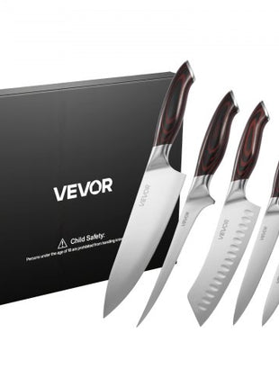 Kitchen Knife Set, 5 Piece High Carbon Stainless Steel Sharp Knife Set, Durable and Rust-Resistant, Professional Kitchen Cutlery with Ergonomic Crack-Resistant Handle, for Precise Cutting