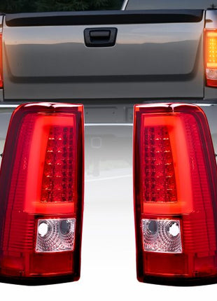 Tail Light Assembly Compatible with 2003-2006 Chevy Silverado 1500 1500 HD 2500 2500 HD 3500, 2007-2007 Chevy Classic, 2PCS Driver & Passenger Side LED Taillight Brake Lamps with Bulbs, Red