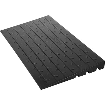 Rubber Threshold Ramp, 2.6\" Rise Threshold Ramp Doorway, 3 Channels Cord Cover Rubber Solid Threshold Ramp, Rubber Angled Entry Rated 2202 Lbs Load Capacity for Wheelchair and Scooter