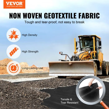 Non Woven Geotextile Fabric Under Gravel, 10x100FT 8OZ Driveway Fabric Landscape Fabric, Heavy Duty Weed Barrier Fabric, Ground Cover Weed Control Fabric, French Drains Drainage Fabric, Black