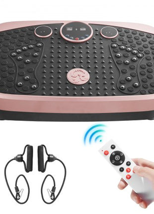 Vibration Plate Exercise Machine, Whole Body Shaker with Magnetic Acupoints for Lymphatic Drainage and Weight Loss, Home Workout Gym Fitness Equipment with 2 Resistance Bands for Women Men, Pink