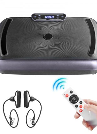 Vibration Plate Exercise Machine, Full Body Vibrating Platform for Lymphatic Drainage and Weight Loss, Home Workout Fitness Equipment with 2 Resistance Bands, Body Shaker for Women Men, Black