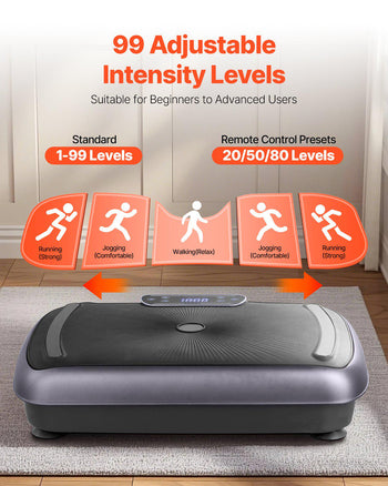 Vibration Plate Exercise Machine, Full Body Vibrating Platform for Lymphatic Drainage and Weight Loss, Home Workout Fitness Equipment with 2 Resistance Bands, Body Shaker for Women Men, Black
