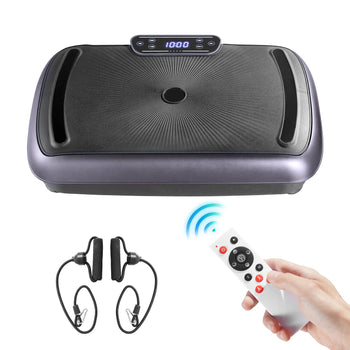 Vibration Plate Exercise Machine, Full Body Vibrating Platform for Lymphatic Drainage and Weight Loss, Home Workout Fitness Equipment with 2 Resistance Bands, Body Shaker for Women Men, Black