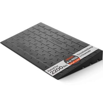 Rubber Threshold Ramp, 4" Rise Threshold Ramp Doorway, 3 Channels Cord Cover Rubber Solid Threshold Ramp, Rubber Angled Entry Rated 2200 Lbs Load Capacity for Wheelchair and Scooter
