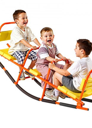 Kids Seesaw, 200 lbs Load Capacity, Metal Rocking Teeter Totter with Handles, Toddler Seesaw for Children Aged 3+, Kids Outdoor Playground Equipment for Lawn, Backyard, Playground, 2 Seats
