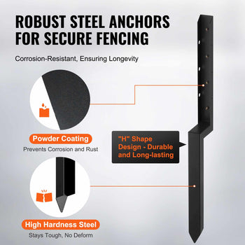 Fence Post Anchor Repair Kit, 4 Pack Inner Diameter 2 x2 Inches Heavy Duty Steel Fence Post Support Stakes, Anchor Ground Spike for Repair Tilted, Broken Wood Fence Post