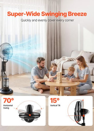 Misting Fan, 3 Wind Speeds Misting Standing Fan, Mister Cooling Fans with 0.79 gal Water Tank, Remote & Panel Control, Water Cooling Fans for Indoor, Outdoor, Garage, Patio, Living Room, 3 Modes