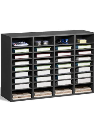 Literature Organizer, 36 Compartments Office Mailbox with Adjustable Shelves, Wooden Mailbox Sorter Medium Density Fiberboard Office Home Classroom Storage for Files, Documents, Papers, Grey