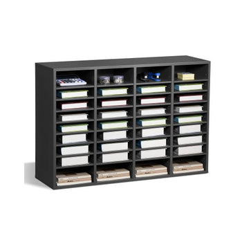 Literature Organizer, 36 Compartments Office Mailbox with Adjustable Shelves, Wooden Mailbox Sorter Medium Density Fiberboard Office Home Classroom Storage for Files, Documents, Papers, Grey
