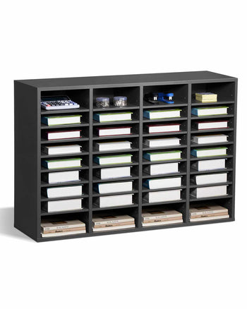 Literature Organizer, 36 Compartments Office Mailbox with Adjustable Shelves, Wooden Mailbox Sorter Medium Density Fiberboard Office Home Classroom Storage for Files, Documents, Papers, Grey