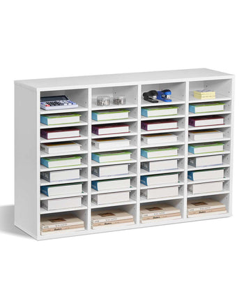 Literature Organizer, 36 Compartments Office Mailbox with Adjustable Shelves, Wooden Mailbox Sorter Medium Density Fiberboard Office Home Classroom Storage for Files, Documents, Papers, White