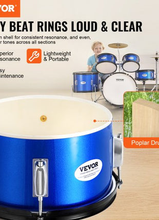 Kids Drum Set, 5-Piece, 16 in Beginner Full Drum Set with Bass Toms Snare Floor Drum Adjustable Throne Cymbal Hi-Hat Pedal and Two Pairs of Drumsticks, Starter Drum Kit for Child Kids, Blue