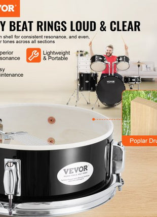 Adult Drum Set, 5-Piece, 22 inches Complete Full Size Drum Kit with Bass Toms Snare Floor Drum Adjustable Throne Stands Cymbal Hi-Hat Pedal and Drumsticks, Beginner Drum Kit for Adults, Black