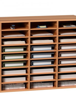 27 Compartments Wood Literature Organizer, Adjustable Shelves, Medium Density Fiberboard Mail Center, Office Home School Storage for Files, Documents, Papers, Magazines, White