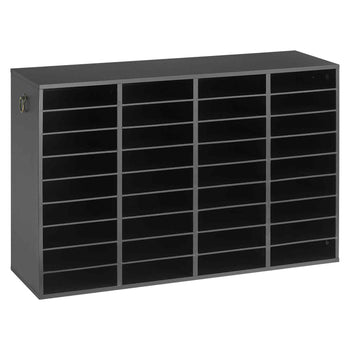 Wood Literature Organizer 36 Compartments Office Mailboxes Black, Countertop Literature Sorter for Files Documents Papers, with Adjustable Shelves, for Office, Home, Classroom Organization