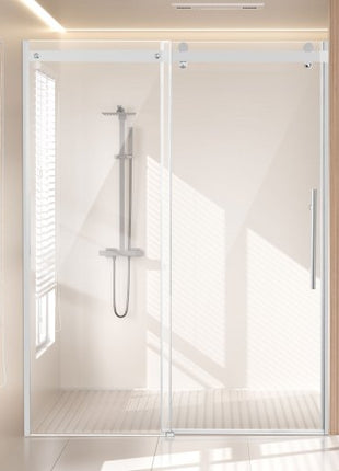 Frameless Shower Door, 58-59 W x 75 H in, Shower Sliding Glass Door with 5/16 in(8mm) Clear SGCC Tempered Glass, Waterproof Shatterproof NANO Stainproof with Stainless Steel Hardware, Chrome