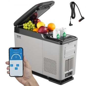 Car Refrigerator, 12 Volt Car Armrest Refrigerator Fridge, 15 L Single Zone Portable Freezer, -4?-68? Adjustable Range, 12/24V DC and 100-240V AC Compressor Cooler for Outdoor, Camping