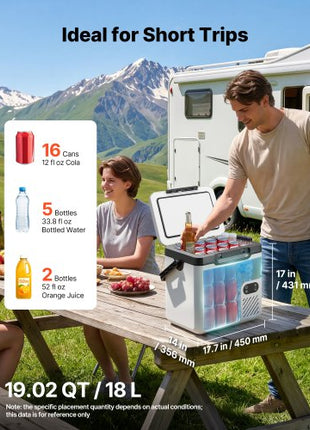 12 Volt Refrigerator, 19 QT/ 18L Car Fridge, Portable Electric Freezer Compressor with Handle, 12V/24V DC 100-240V AC, -4? to 68?/ -20? to 20?, for Truck Van RV SUV Boat Travel Camping