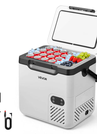 12 Volt Refrigerator, 19 QT/ 18L Car Fridge, Portable Electric Freezer Compressor with Handle, 12V/24V DC 100-240V AC, -4℉ to 68℉/ -20℃ to 20℃, for Truck Van RV SUV Boat Travel Camping
