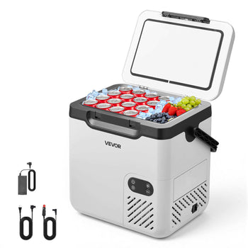 12 Volt Refrigerator, 19 QT/ 18L Car Fridge, Portable Electric Freezer Compressor with Handle, 12V/24V DC 100-240V AC, -4℉ to 68℉/ -20℃ to 20℃, for Truck Van RV SUV Boat Travel Camping