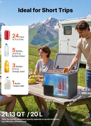 12 Volt Refrigerator, 21.1 QT/ 20L Car Fridge, Portable Ultra-Light EPP Freezer, APP Control Electric Compressor, 12V/24V DC, 14? to 50?, for Truck Van RV SUV Boat Travel Camping