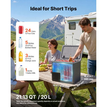 12 Volt Refrigerator, 21.1 QT/ 20L Car Fridge, Portable Ultra-Light EPP Freezer, APP Control Electric Compressor, 12V/24V DC, 14? to 50?, for Truck Van RV SUV Boat Travel Camping