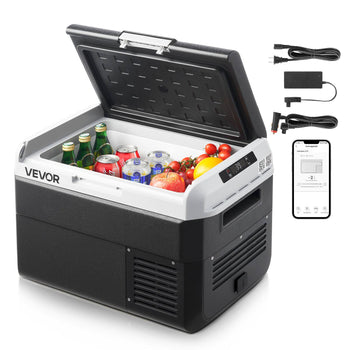 12 Volt Car Refrigerator, 26.4QT/25L Car Fridge, Portable Electric Cooler with -4℉~68℉ Adjustable Temperature, 12/24V DC and 100- 240V AC Compressor Freezer for Outdoor, Camping, Travel, RV