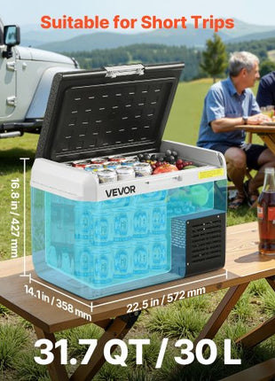 12 Volt Car Refrigerator, 31.7QT/30L Car Fridge, Portable Electric Cooler with -4?~68? Adjustable Temperature, 12/24V DC and 100- 240V AC Compressor Freezer for Outdoor, Camping, Travel, RV