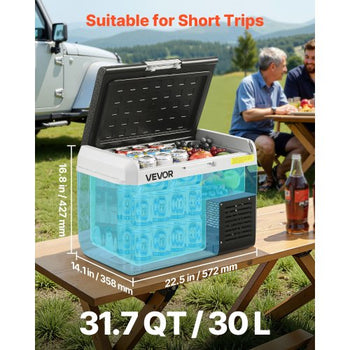 12 Volt Car Refrigerator, 31.7QT/30L Car Fridge, Portable Electric Cooler with -4?~68? Adjustable Temperature, 12/24V DC and 100- 240V AC Compressor Freezer for Outdoor, Camping, Travel, RV