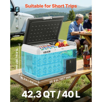12 Volt Car Refrigerator, 42.3QT/40L Car Fridge, Portable Electric Cooler with -4?~68? Adjustable Temperature, 12/24V DC and 100- 240V AC Compressor Freezer for Outdoor, Camping, Travel, RV