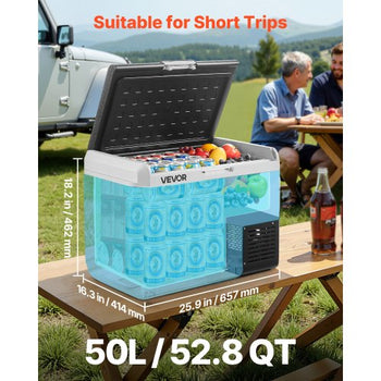 12 Volt Car Refrigerator, 52.8QT/50L Car Fridge, Portable Electric Cooler with -4?~68? Adjustable Temperature, 12/24V DC and 100- 240V AC Compressor Freezer for Outdoor, Camping, Travel, RV