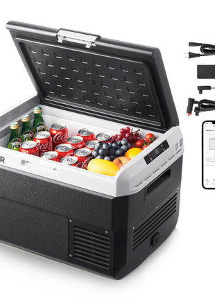 12 Volt Car Refrigerator, 52.8QT/50L Car Fridge, Portable Electric Cooler with -4℉~68℉ Adjustable Temperature, 12/24V DC and 100- 240V AC Compressor Freezer for Outdoor, Camping, Travel, RV