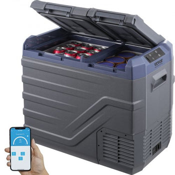 Car Refrigerator, 12 Volt Car Refrigerator Fridge, 40 L Dual Zone Portable Freezer, -4?-68? Adjustable Range, 12/24V DC and 100-240V AC Compressor Cooler for Outdoor, Camping, RV