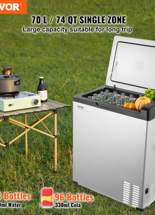 Car Refrigerator, 12 Volt Car Refrigerator Fridge, 70 L Single Zone Portable Freezer, -4?-68? Adjustable Range, 12/24V DC and 100-240V AC Compressor Cooler for Outdoor, Camping, RV