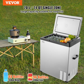 Car Refrigerator, 12 Volt Car Refrigerator Fridge, 70 L Single Zone Portable Freezer, -4?-68? Adjustable Range, 12/24V DC and 100-240V AC Compressor Cooler for Outdoor, Camping, RV
