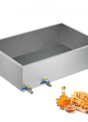 Maple Syrup Evaporator Pan, 35 Gallon, 509 Cups of 8.8oz Maple Syrup, Flat Evaporator Pan with 2 Valves and 3 Heating Methods, 304 Stainless Steel Maple Syrup Pan for Home, Outdoor