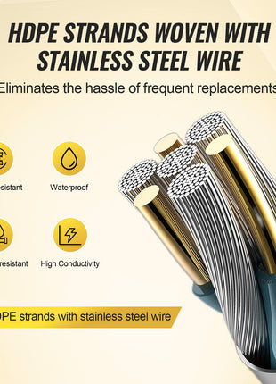 Electric Fence Wire, 3366Ft 1026M Portable Polywire, 1/8" Diameter 6 Stainless Steel Strands for Reliable Conductivity and UV, Rust Resistance, Fencing Rope Line for Horse, Cattle, Livestock