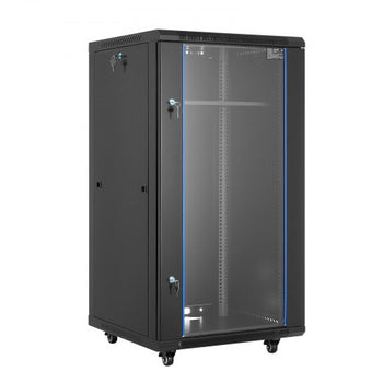 22U Network Cabinet Wall Mount, 23.6 in Depth, 300 lbs Max Load Capacity Server Cabinet Rack Enclosure with Locking Tempered Glass Door, Side Panels, Server Rack for IT Equipment, A/V Devices