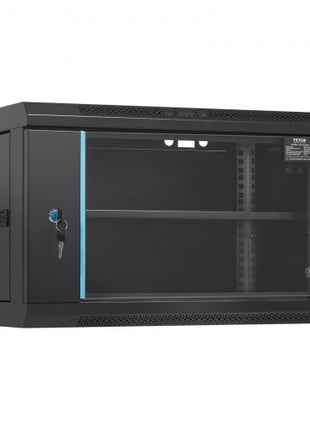 6U Wall Mount Network Server Cabinet, 15.5'' Deep, Server Rack Cabinet Enclosure, 200 lbs Max. Ground-mounted Load Capacity, with Locking Glass Door Side Panels, for IT Equipment, A/V Devices