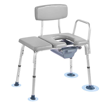 Bedside Commode Chair, 500 lbs Weight Capacity, 4-in-1 Portable Toilet and Raised Toilet Seat with Padded Seat and Backrest, Detachable 5L Bucket, Adjustable Height Adult Potty Chair for Seniors
