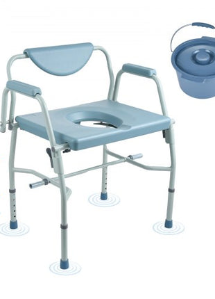 Commode Chair, Bedside Commode with Drop-Down Arms and Detachable Backrest, 5-Level Adjustable Height, 7L Removable Bucket, Easy to Assemble, 1000LBS Capacity, Portable Toilet for Adults Seniors