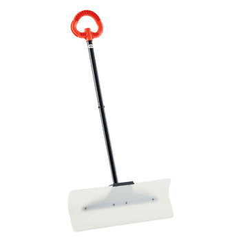 Snow Pusher Shovel, 24 in Wide Outdoor Snowplow Shovel with Ergonomic Grip, HDPE Plastic Blade, Winter Shovels with Segmented Handle, Portable Snow Removal Tool for Driveway Garden Camping