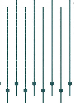 7 Feet Fence Post, 10 Pack U-Channel Heavy Duty Metal Fence Posts, Sturdy Steel Fence Stakes for Garden Yard, Lawn, Farms and Outdoor Wire Fencing, Green
