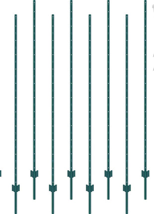 7 Feet Fence Post, 10 Pack U-Channel Heavy Duty Metal Fence Posts, Sturdy Steel Fence Stakes for Garden Yard, Lawn, Farms and Outdoor Wire Fencing, Green