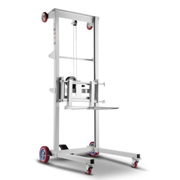 Material Lift Winch Stacker, 551 lbs Capacity Pallet Truck Dolly, 70 in Max Lifting Height Manual Winch Stacker, Multifunctional Manual Pallet Truck Stacker with Wheels and Adjustable Fork
