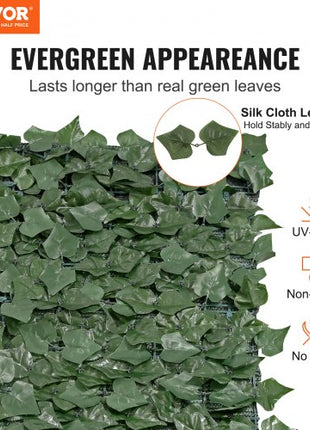 Privacy Ivy Fence, 59 x 118in Artificial Green Wall Screen, Greenery Ivy Fence with Mesh Cloth Backing and Strengthened Joint, Faux Hedges Vine Leaf Decoration for Outdoor Garden, Yard, Balcony