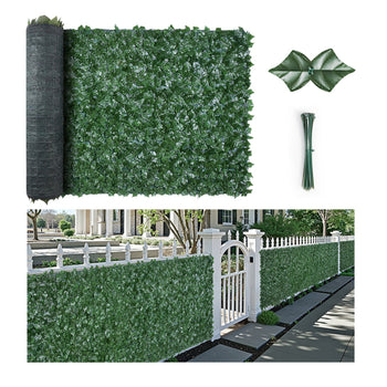 Ivy Privacy Fence, 96 x 72 in Artificial Green Wall Screen, Greenery Ivy Fence with Mesh Cloth Backing and Strengthened Joint, Faux Hedges Vine Leaf Decoration for Outdoor Garden, Yard, Balcony