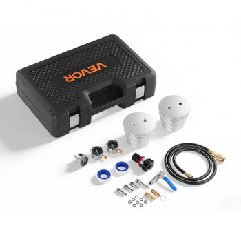 Turbo Boost Leak Tester Kit, Compatible with 3"/3.5"/4" Pipe, 0-150 PSI Valve Gauge & 0-60 PSI Adapter Gauge, Turbo System Leakage Tester Set with 4 Pairs of Air Fittings for Diesel Trucks, SUVs