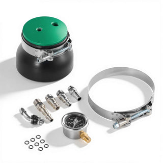Turbo Boost Leak Tester 4", 3" 6061 Aluminum End Cap, 0-30 PSI Adapter Gauge Range, Check Test Intake Charge Pipe Pressure Leaks with 4 Pairs of Air Fittings for Turbo Cars, SUVs, Diesel Trucks